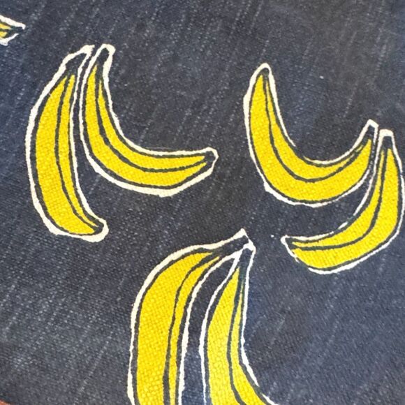 Lucky Brand Key West Dark Denim Blue Tote Bag Banana Print Tassels Purse Handbag - Picture 4 of 12